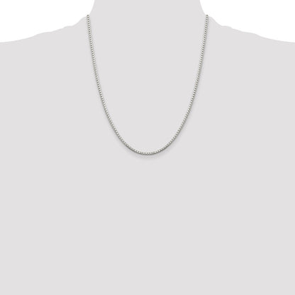 22 Inch Sterling Silver 2mm 8 Sided Diamond-Cut Box Chain Necklace