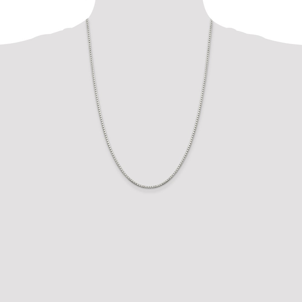 24 Inch Sterling Silver 2mm 8 Sided Diamond-Cut Box Chain Necklace