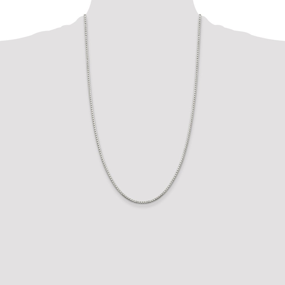 26 Inch Sterling Silver 2mm 8 Sided Diamond-Cut Box Chain Necklace