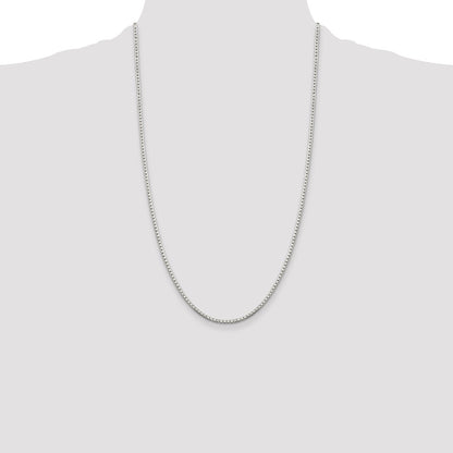 26 Inch Sterling Silver 2mm 8 Sided Diamond-Cut Box Chain Necklace