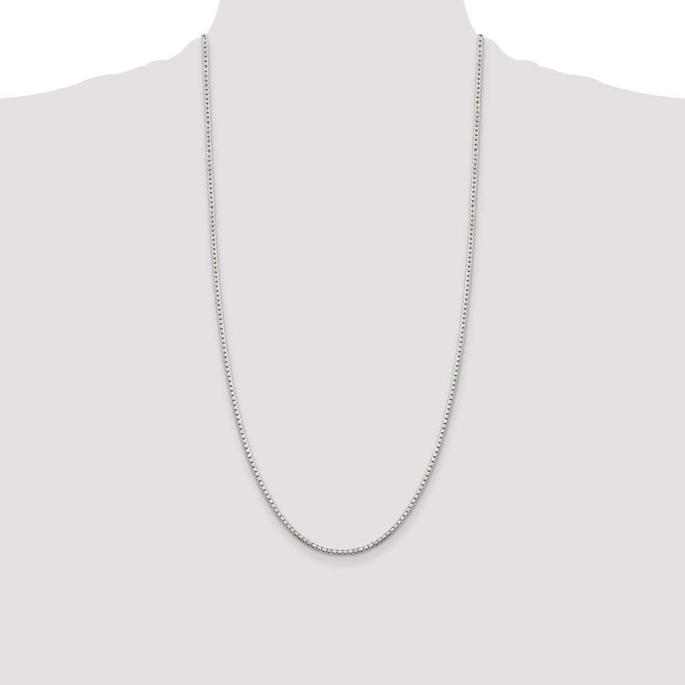28 Inch Sterling Silver 2mm 8 Sided Diamond-Cut Box Chain Necklace