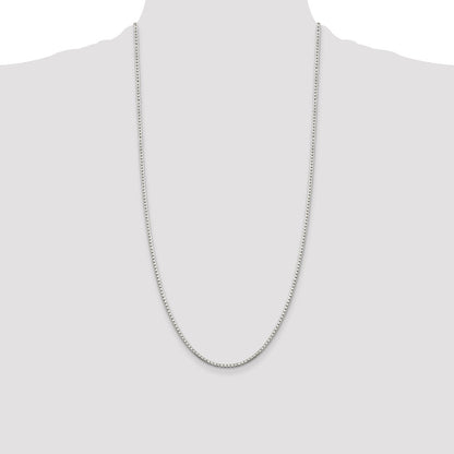 28 Inch Sterling Silver 2mm 8 Sided Diamond-Cut Box Chain Necklace