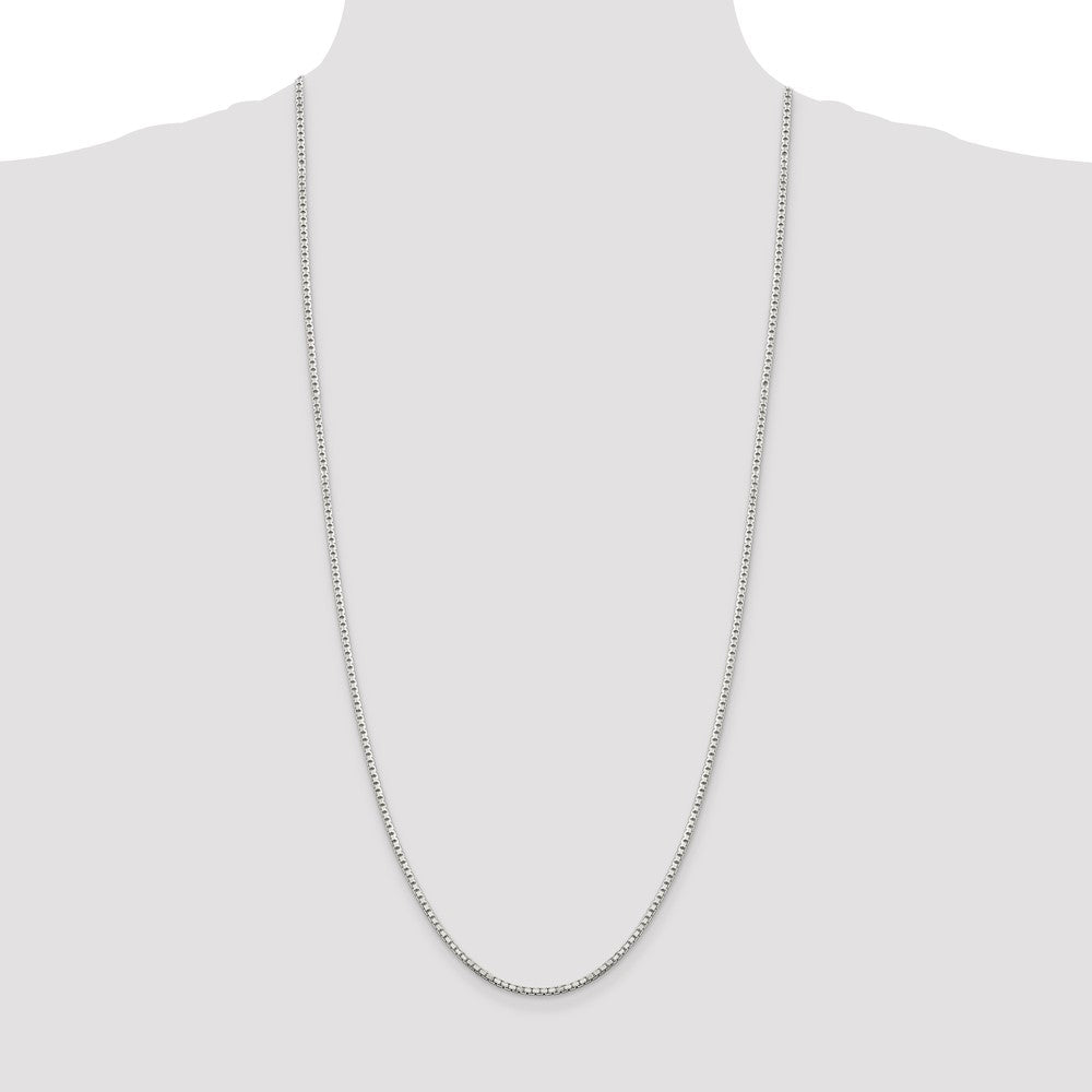 30 Inch Sterling Silver 2mm 8 Sided Diamond-Cut Box Chain Necklace