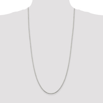 30 Inch Sterling Silver 2mm 8 Sided Diamond-Cut Box Chain Necklace