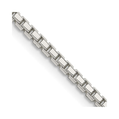 26 Inch Sterling Silver 2mm 8 Sided Diamond-Cut Box Chain Necklace