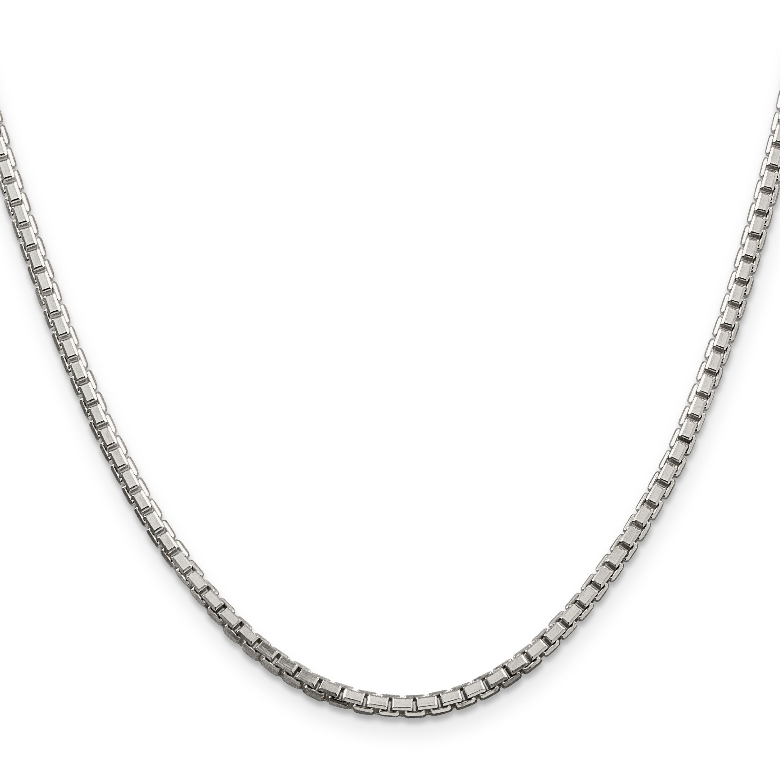 28 Inch Sterling Silver 2.5mm 8 Sided Diamond-Cut Box Chain Necklace