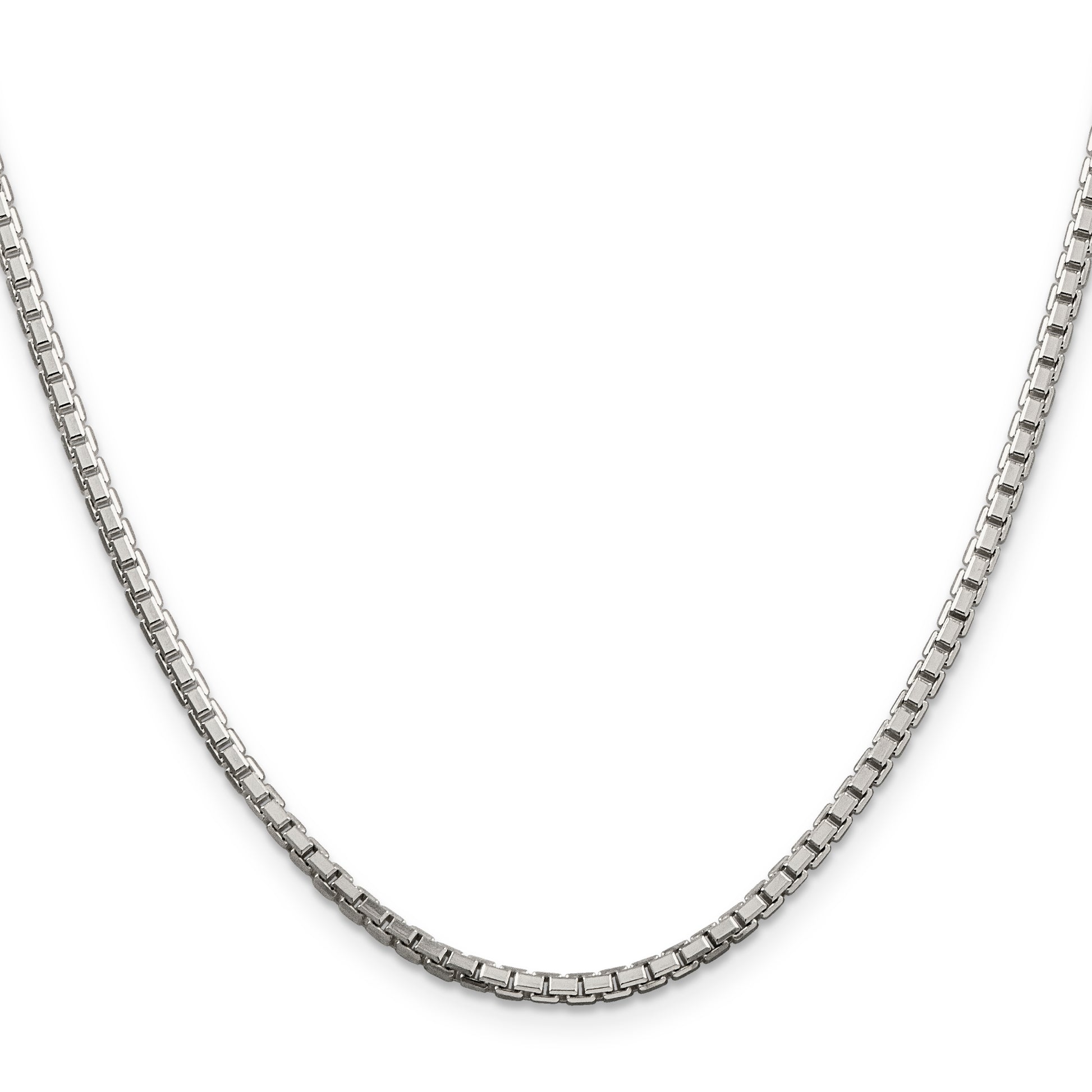 28 Inch Sterling Silver 2.5mm 8 Sided Diamond-Cut Box Chain Necklace