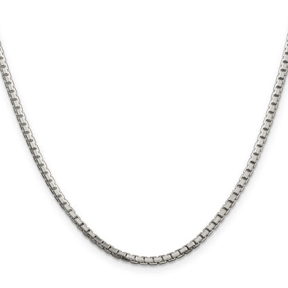 28 Inch Sterling Silver 2.5mm 8 Sided Diamond-Cut Box Chain Necklace