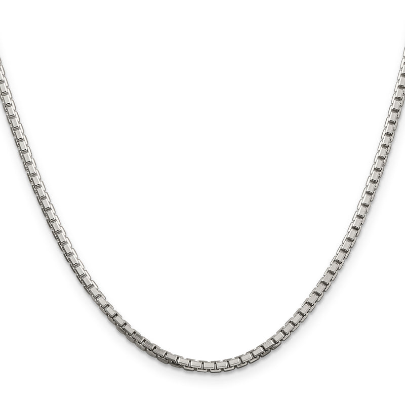 28 Inch Sterling Silver 2.5mm 8 Sided Diamond-Cut Box Chain Necklace