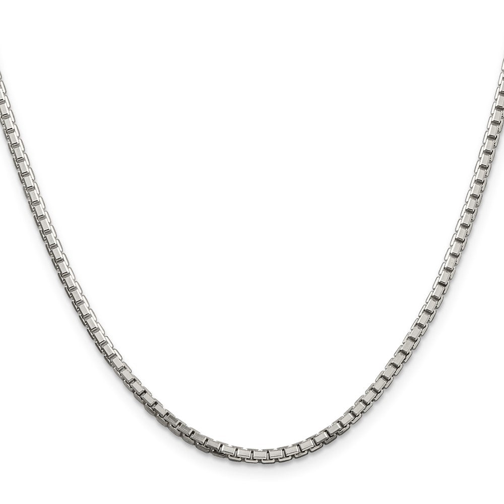 36 Inch Sterling Silver 2.5mm 8 Sided Diamond-Cut Box Chain Necklace