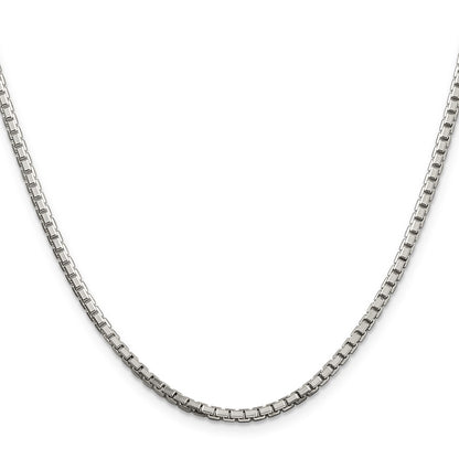 36 Inch Sterling Silver 2.5mm 8 Sided Diamond-Cut Box Chain Necklace