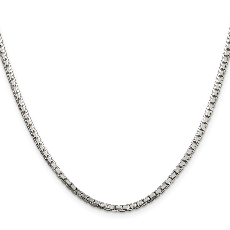 26 Inch Sterling Silver 2.5mm 8 Sided Diamond-Cut Box Chain Necklace