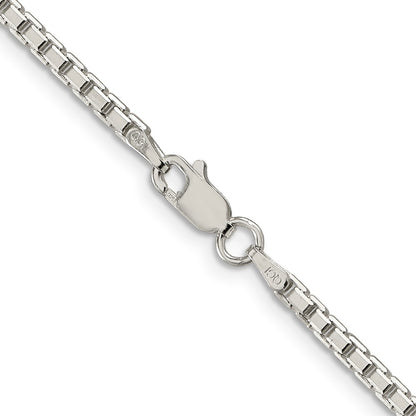 36 Inch Sterling Silver 2.5mm 8 Sided Diamond-Cut Box Chain Necklace
