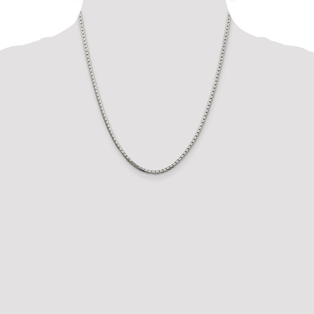 20 Inch Sterling Silver 2.5mm 8 Sided Diamond-Cut Box Chain Necklace
