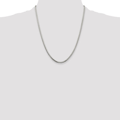 22 Inch Sterling Silver 2.5mm 8 Sided Diamond-Cut Box Chain Necklace