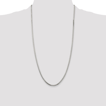 28 Inch Sterling Silver 2.5mm 8 Sided Diamond-Cut Box Chain Necklace