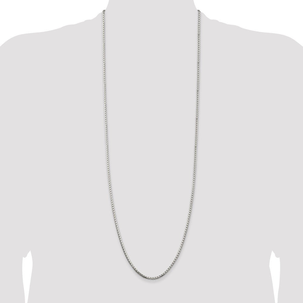 36 Inch Sterling Silver 2.5mm 8 Sided Diamond-Cut Box Chain Necklace