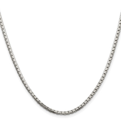 Sterling Silver Rhodium-Plated 2.5mm 8 Sided Box Chain