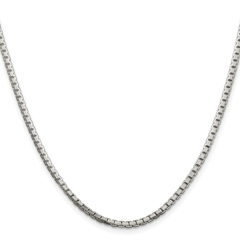 Sterling Silver Rhodium-Plated 2.5mm 8 Sided Box Chain