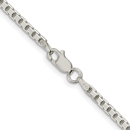 Sterling Silver Rhodium-Plated 2.5mm 8 Sided Box Chain