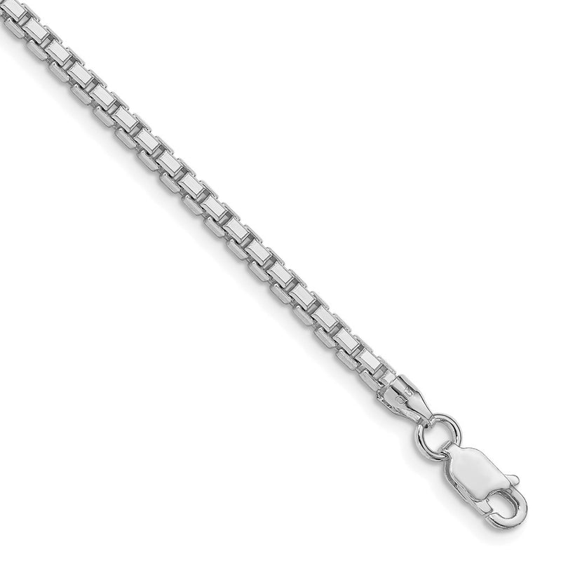 Sterling Silver Rhodium-Plated 2.5mm 8 Sided Box Chain