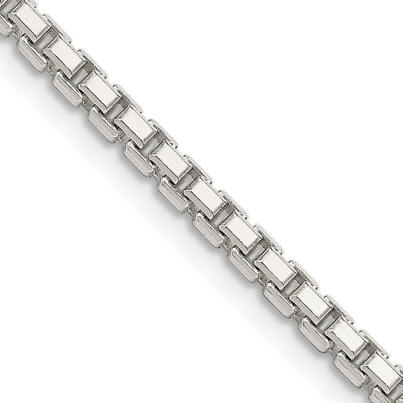 30 Inch Sterling Silver 2.5mm 8 Sided Diamond-Cut Box Chain Necklace