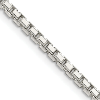 28 Inch Sterling Silver 2.5mm 8 Sided Diamond-Cut Box Chain Necklace