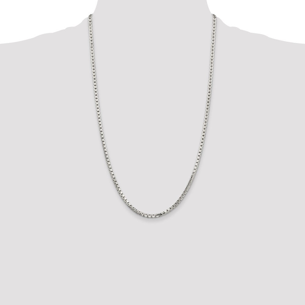 26 Inch Sterling Silver 2.9mm 8 Sided Diamond-Cut Box Chain Necklace
