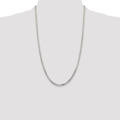 26 Inch Sterling Silver 2.9mm 8 Sided Diamond-Cut Box Chain Necklace