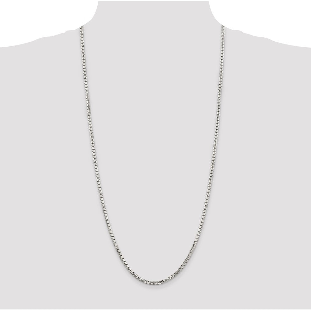 30 Inch Sterling Silver 2.9mm 8 Sided Diamond-Cut Box Chain Necklace