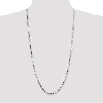 30 Inch Sterling Silver 2.9mm 8 Sided Diamond-Cut Box Chain Necklace