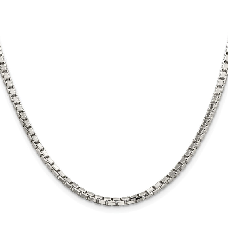Sterling Silver Rhodium-Plated 2.9mm 8 Sided Box Chain