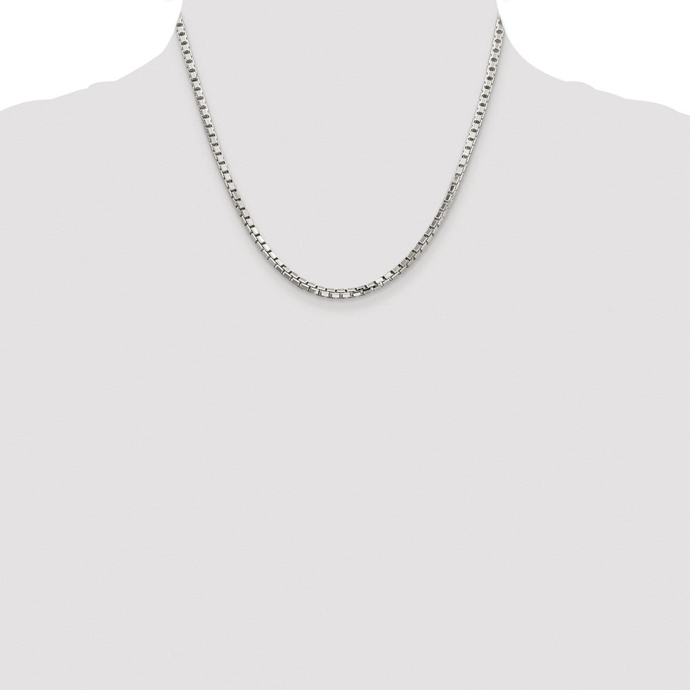 Sterling Silver Rhodium-Plated 2.9mm 8 Sided Box Chain