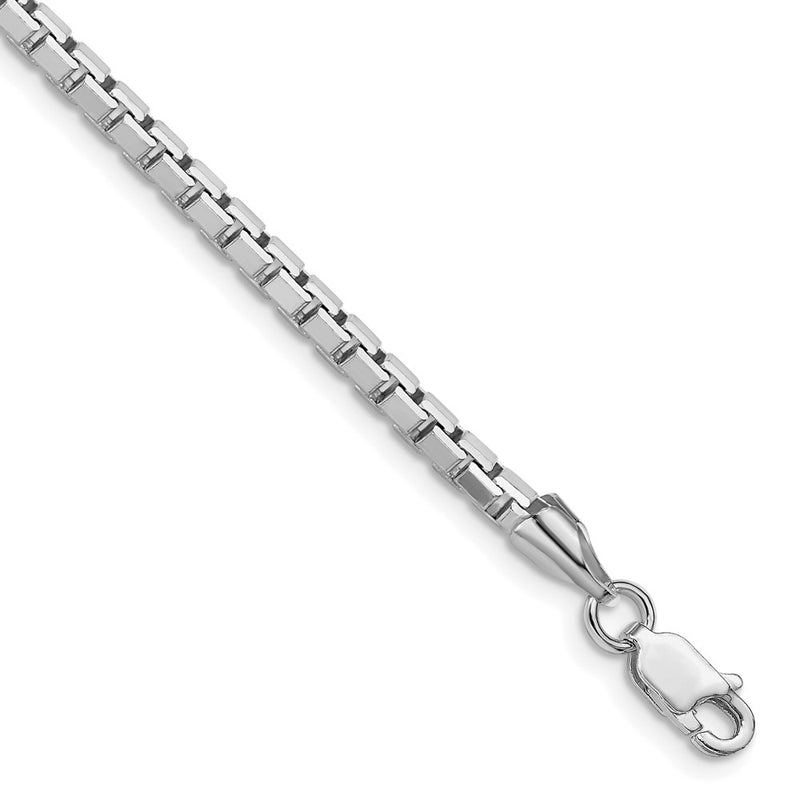 Sterling Silver Rhodium-Plated 2.9mm 8 Sided Box Chain