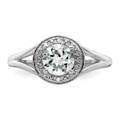 Sterling Silver Rhodium-Plated Diam. & White Topaz Ring