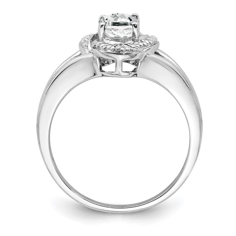 Sterling Silver Rhodium-Plated Diam. & White Topaz Ring
