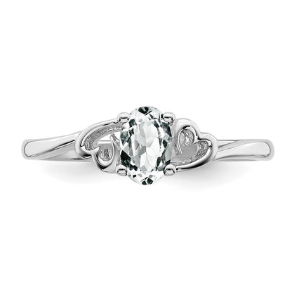 Sterling Silver Rhodium-Plated White Topaz Ring