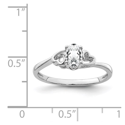 Sterling Silver Rhodium-Plated White Topaz Ring