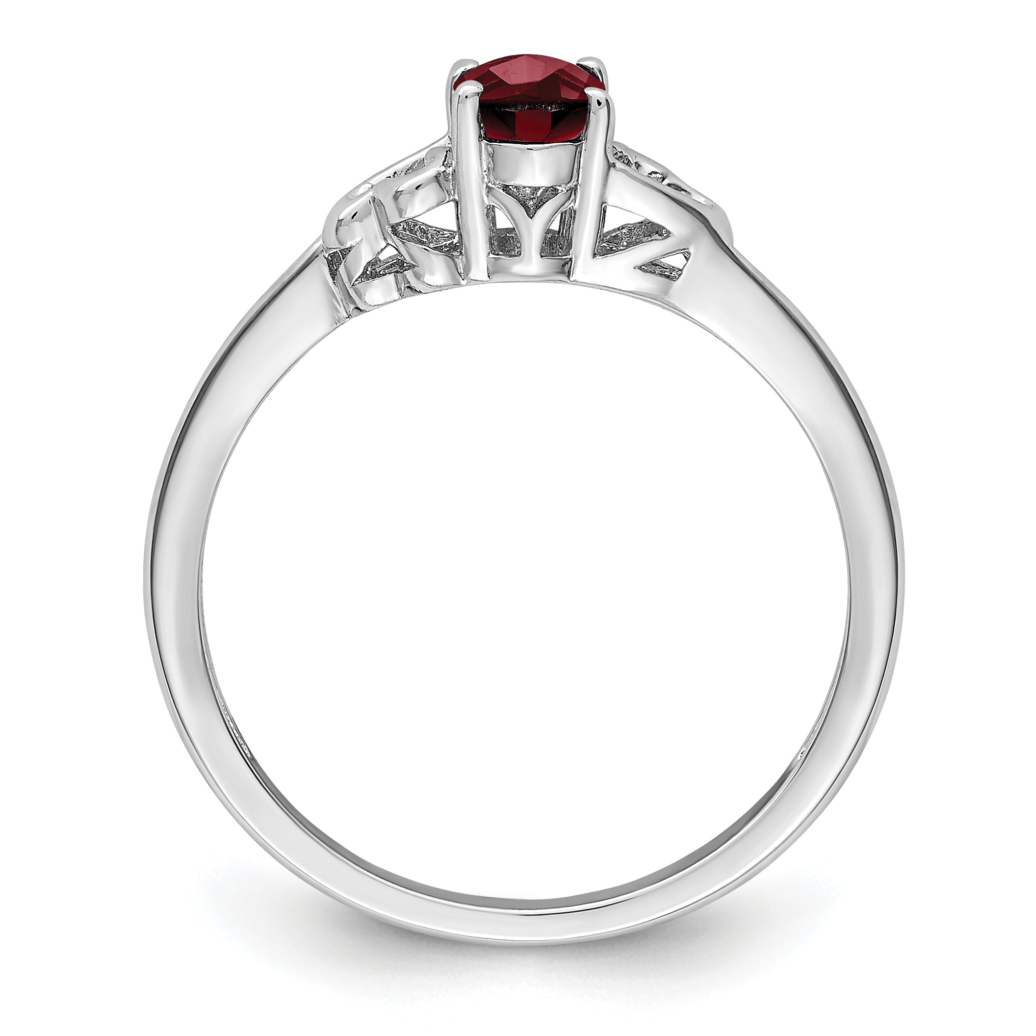 Sterling Silver Rhodium-Plated Garnet Ring