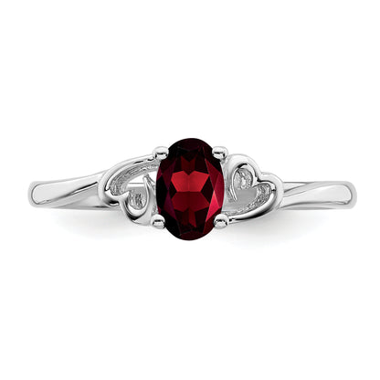 Sterling Silver Rhodium-Plated Garnet Ring