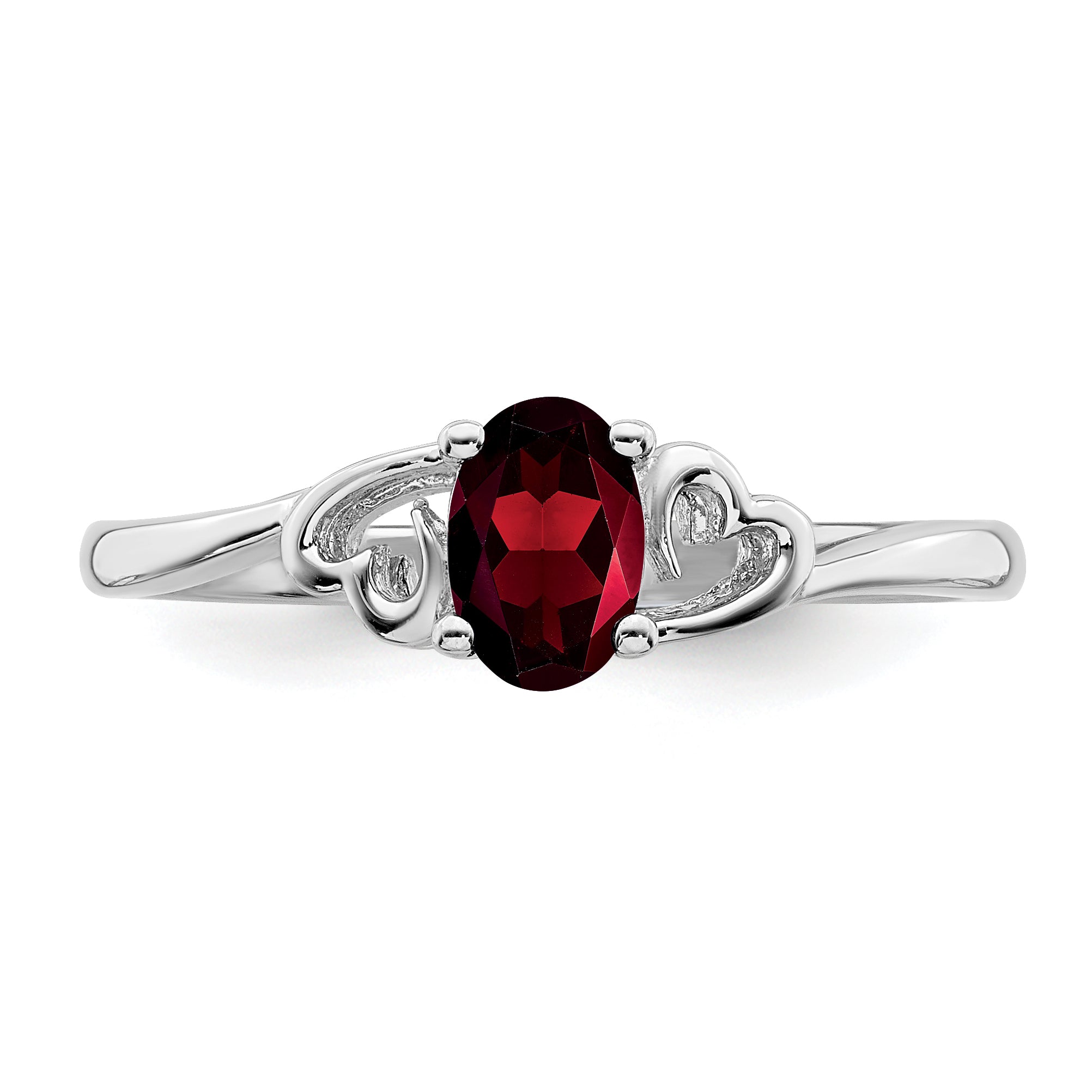 Sterling Silver Rhodium-Plated Garnet Ring