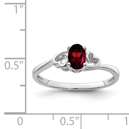 Sterling Silver Rhodium-Plated Garnet Ring
