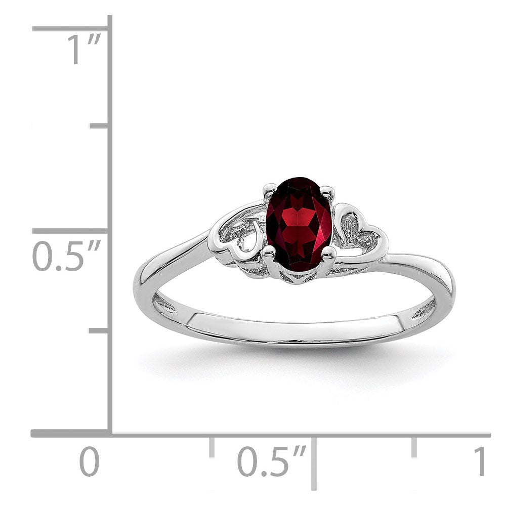Sterling Silver Rhodium-Plated Garnet Ring