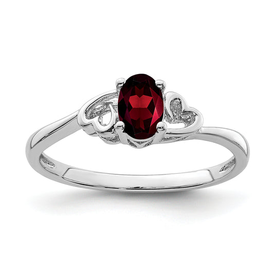 Sterling Silver Rhodium-Plated Garnet Ring