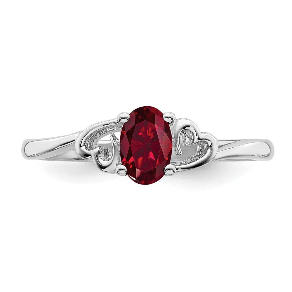 Sterling Silver Rhodium-Plated Created Ruby Ring