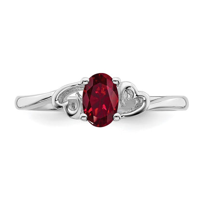 Sterling Silver Rhodium-Plated Created Ruby Ring