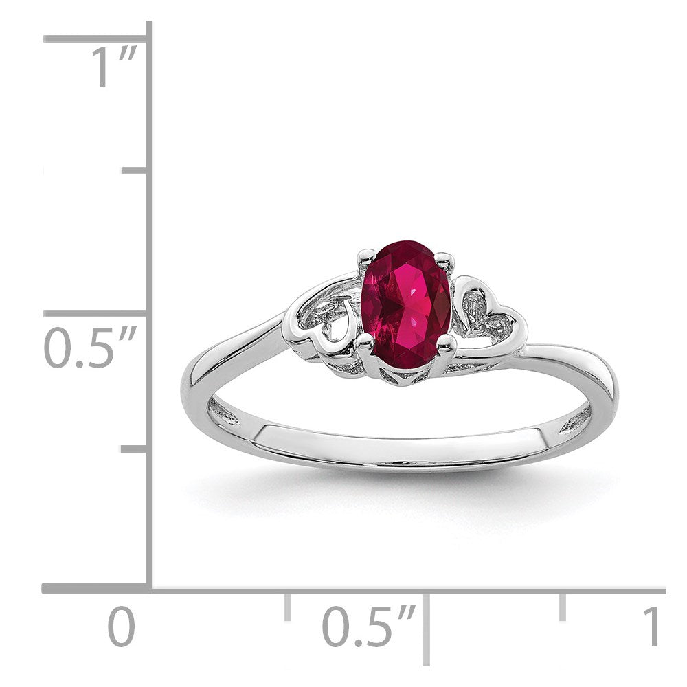 Sterling Silver Rhodium-Plated Created Ruby Ring