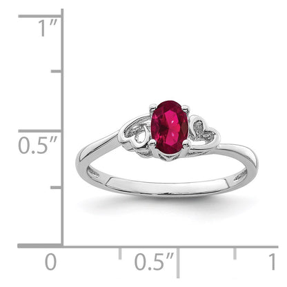 Sterling Silver Rhodium-Plated Created Ruby Ring
