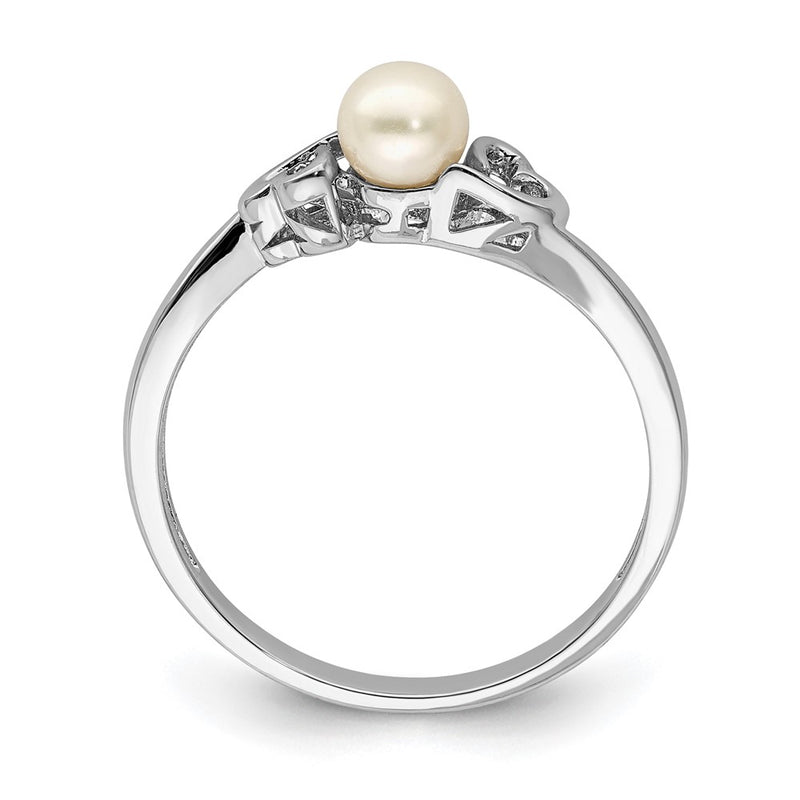 Sterling Silver Rhodium-Plated Fw Cultured Pearl Ring