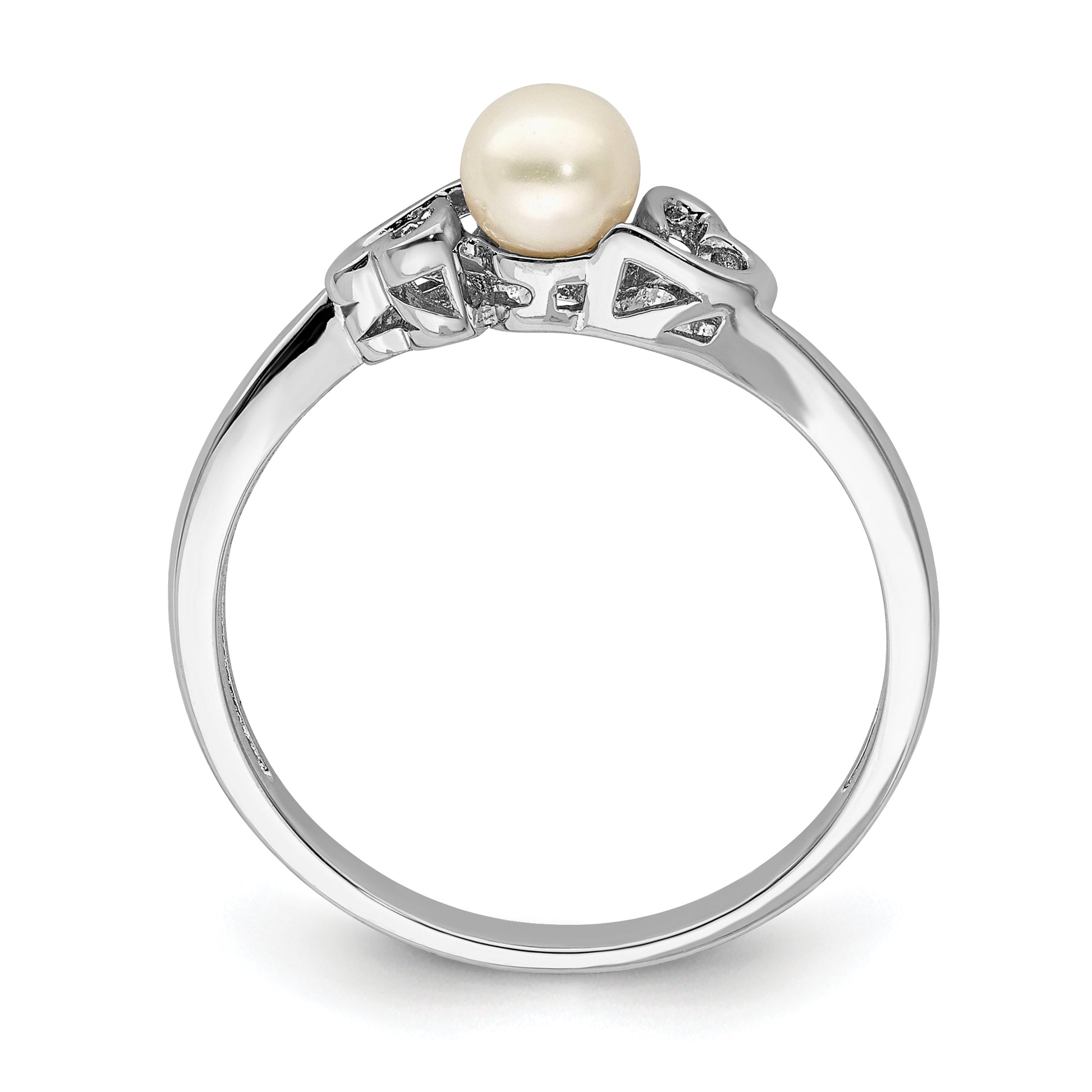 Sterling Silver Rhodium-Plated Fw Cultured Pearl Ring